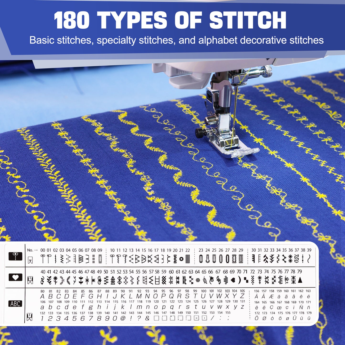 FEIYUE FY710 Computerized Sewing Machine, 180 Stitch Patterns, Stitch Memory