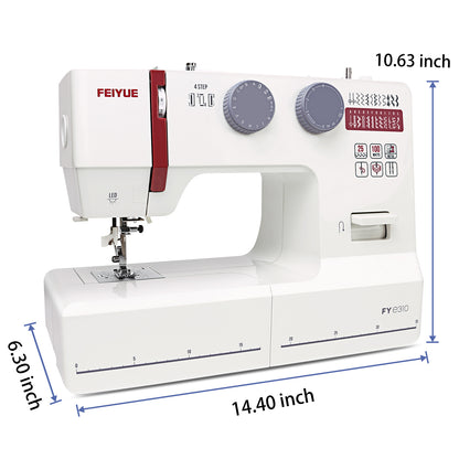 FEIYUE FYe310 Full Size Sewing Machine with Foot Pedal (White, Red, Grey)