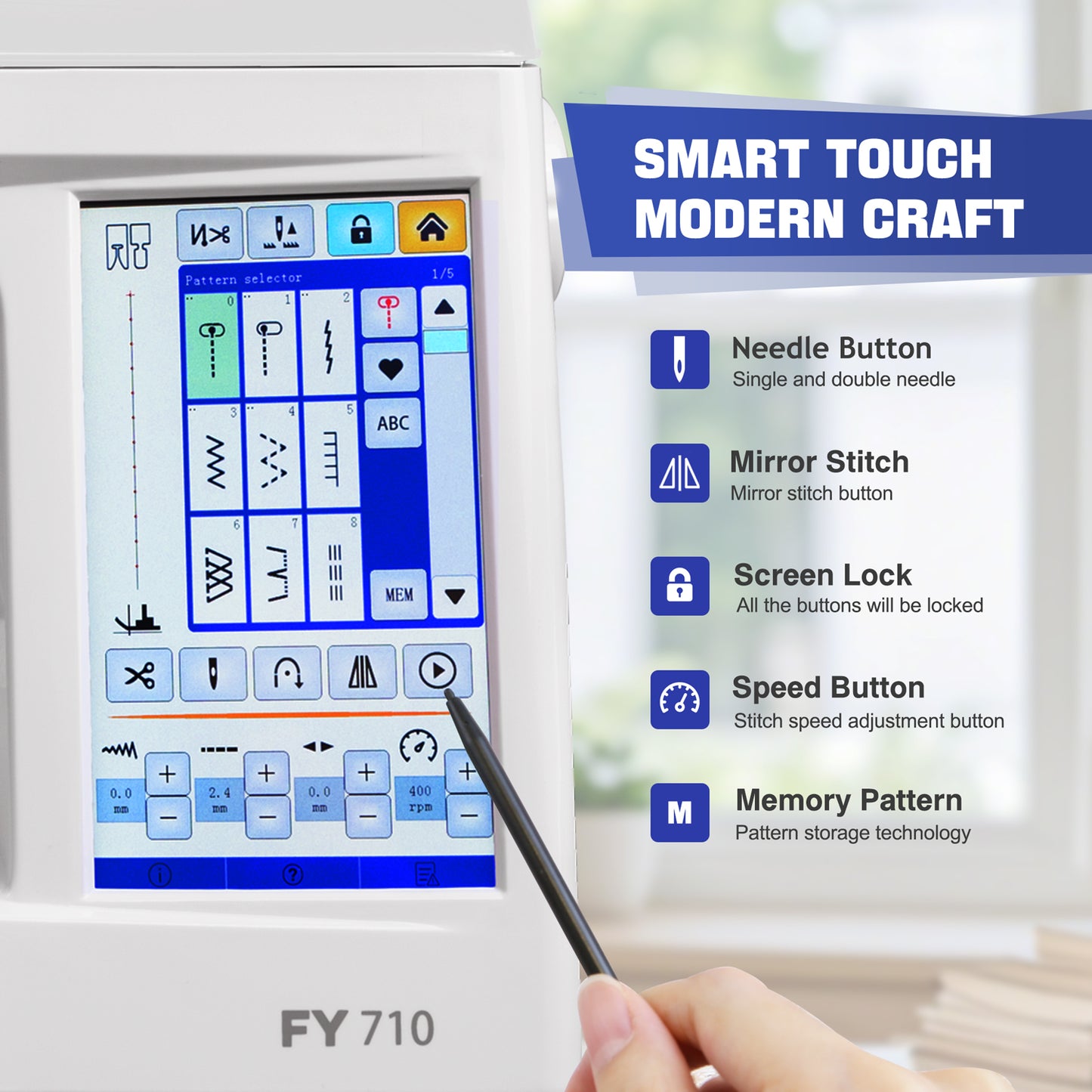 FEIYUE FY710 Computerized Sewing Machine, 180 Stitch Patterns, Stitch Memory