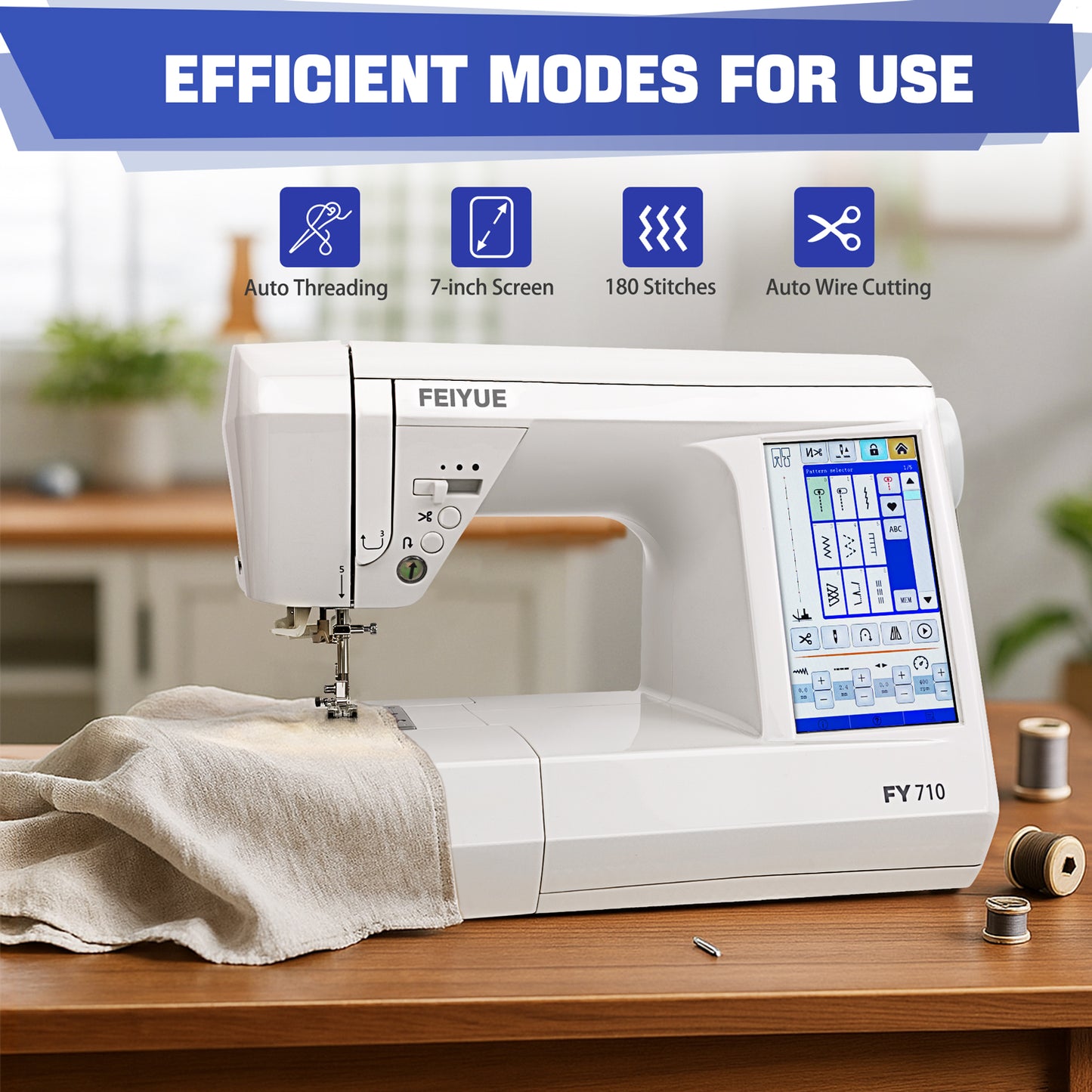 FEIYUE FY710 Computerized Sewing Machine, 180 Stitch Patterns, Stitch Memory