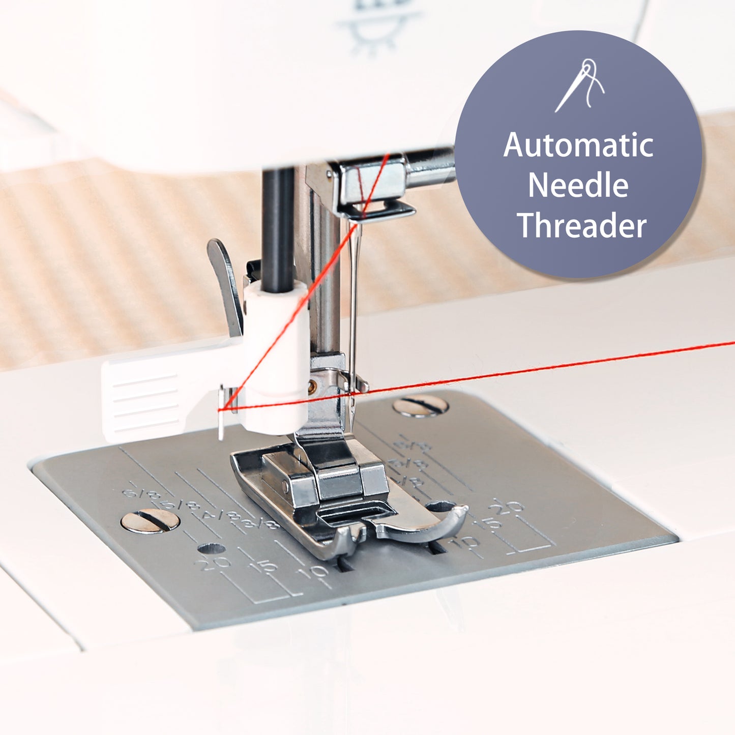 FEIYUE FYe310 Full Size Sewing Machine with Foot Pedal (White, Red, Grey)