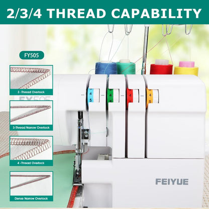 FEIYUE FY505 Serger Overlock Machine, 2/3/4 Thread Capability