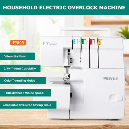 FEIYUE FY505 Serger Overlock Machine, 2/3/4 Thread Capability
