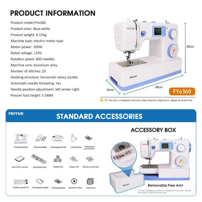 FEIYUE FYe360 Sewing Machine, LCD Display